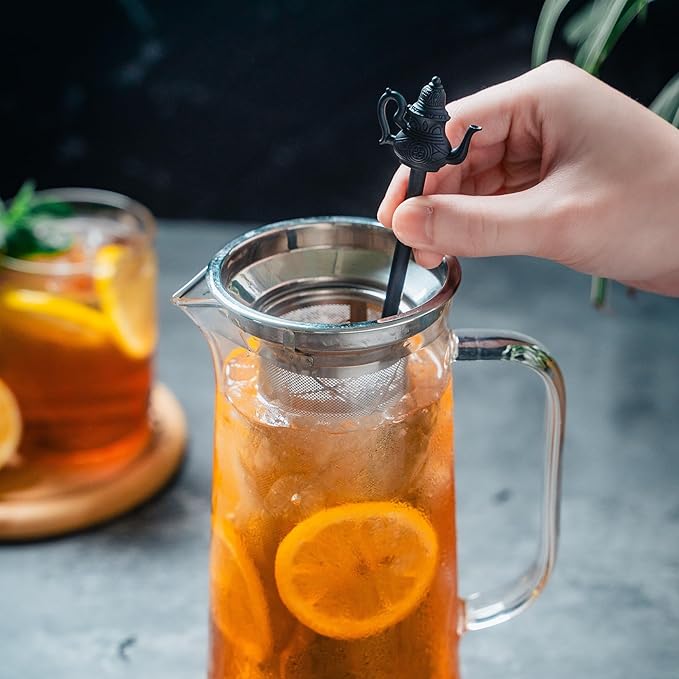 1.5L Fruit Infuser Water Pitcher-In Tea Infuser & Stainless Steel Candle Warmer Base - 500ml, Premium Gift Set for Tea Lovers, Perfect for Brewing and Keeping Tea Warm (1500ml)