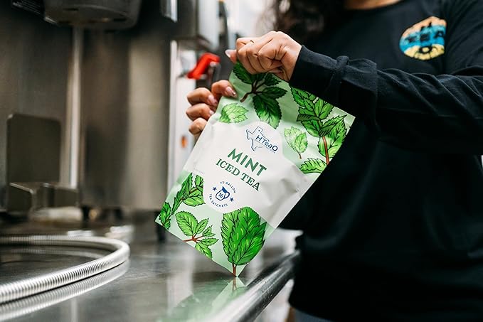 HTeaO Mint Black Iced Tea Bags – Makes 8 Gallons in 5 Minutes – Large Loaded Tea Sachets for Parties, Family Gatherings, & Groups – Texas-Style Ice Tea Packets for Quick Brew (16-Count)