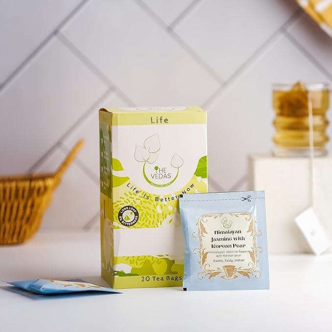 THE Vedas Himalayan Jasmine With Korean Pear, Herbal Tea, Biodegradable Cotton Teabags, 40 Tea Bags(Pack of 2)