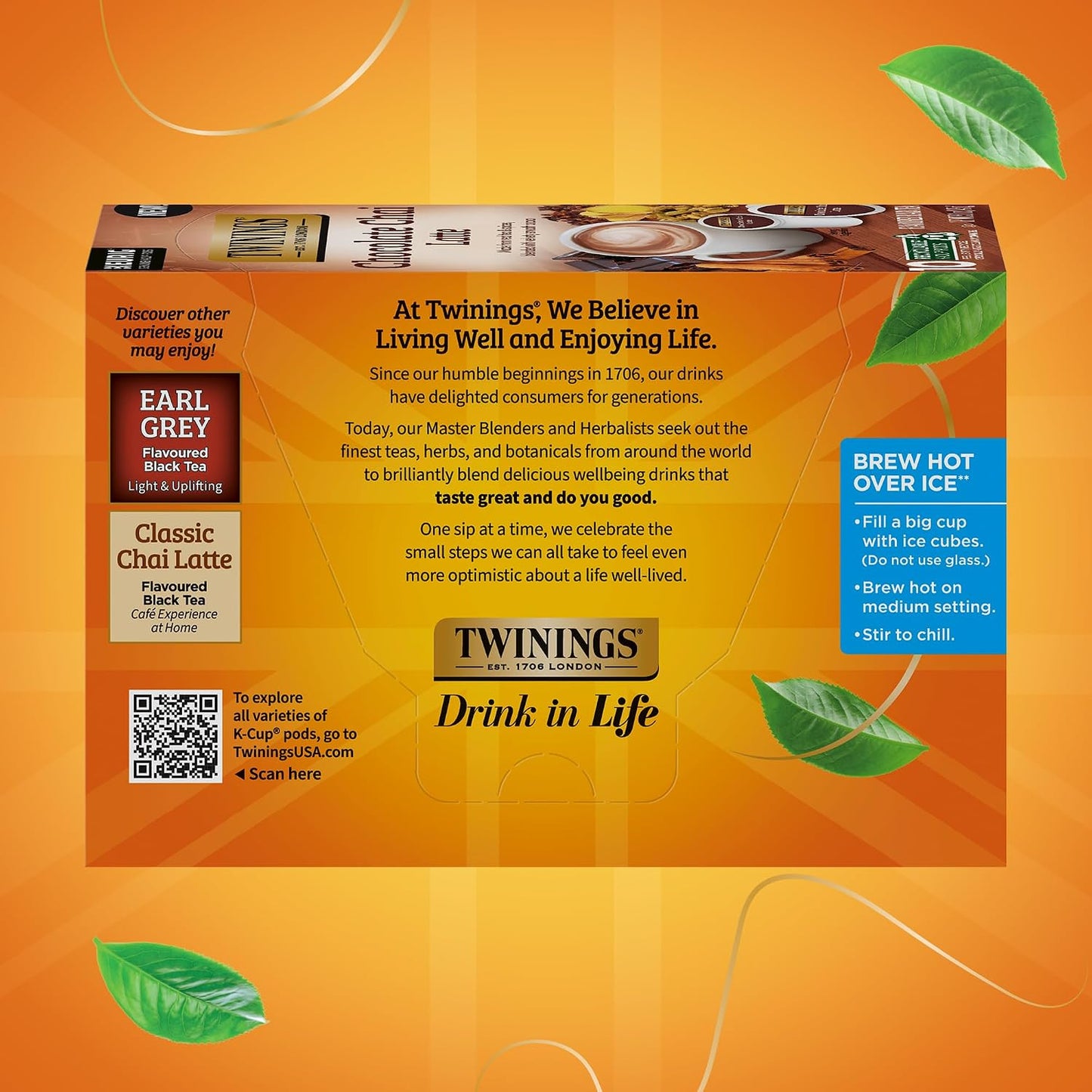 Twinings Chocolate Chai Latte Spiced Tea K-Cups, Keurig 10 CT Box (6 Pack) | Café Style, Velvety Smooth Cocoa, Real Spiced Tea, Naturally Caffeinated, 60 Pods for Single Serve Brewers, Enjoy Hot or Iced
