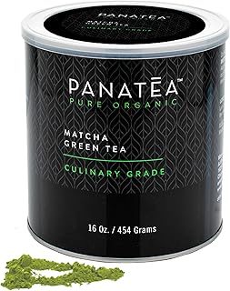PANATEA Certified Organic Matcha Green Tea Powder | 1 LB 100% Pure Premium Culinary Grade Matcha | Lattes, Smoothies, Baking |16 Oz Tin