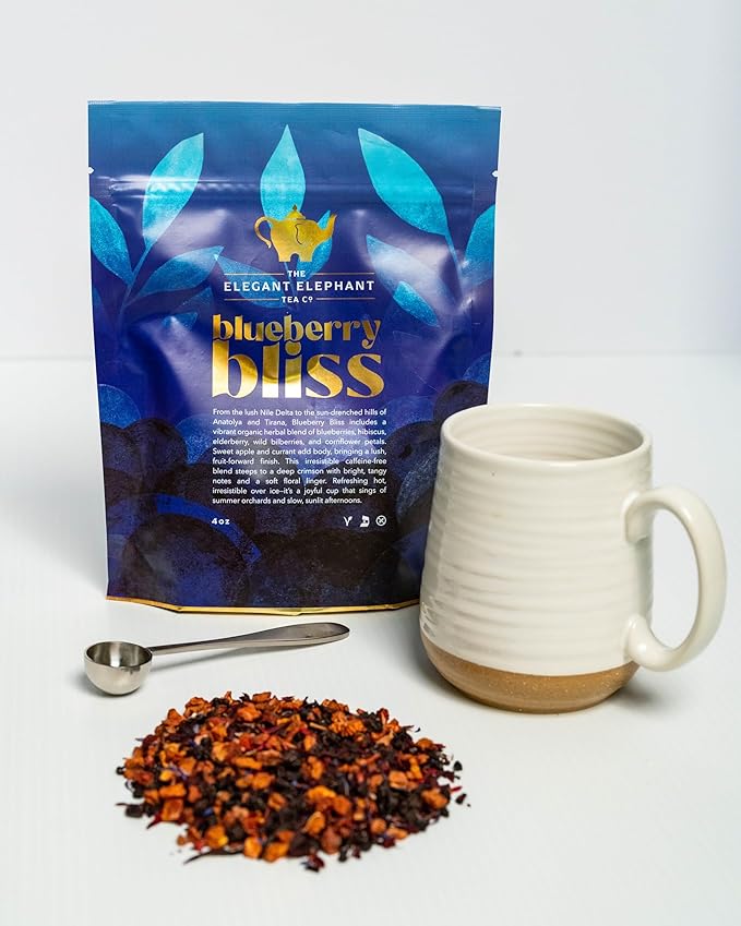 Blueberry Bliss Tea, Organic Loose Leaf Herbal Tea – Real Fruit, Summer Juice, Caffeine-Free, Refreshing Sweet Iced Drink