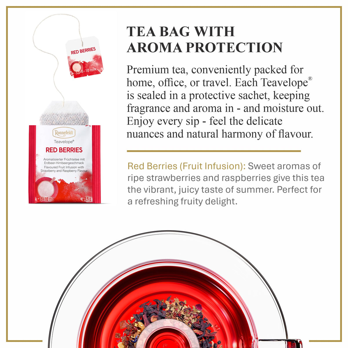 Ronnefeldt Teavelope Red Berries Fruit Tea Bags, Caffeine Free, 25 Ct