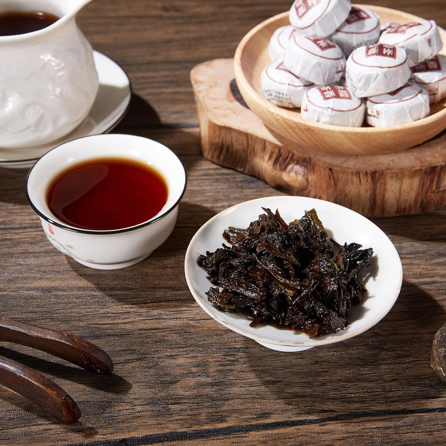 HUAYING Pu-erh Tea, Ripe Puerh Mini Tea Cake with Glutinous Rice Fragrant, Loose Leaf Tea (8.47 Ounce/240g)