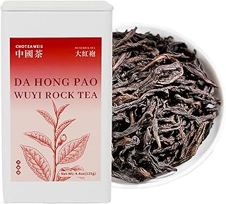 Choteaweis Chinese Oolong Tea Loose Leaf Pure Leaves in Iron Can Wuyi Rock Tea Da Hong Pao | 100% Natural with No Artificial Additives | 4.4 Ounce (125g)