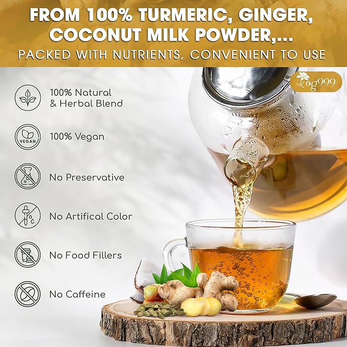 TOG999, Premium 8oz Golden Milk Powder - Turmeric, Cinnamon, Ginger & Black Pepper – Natural Spice Blend for Lattes, Smoothies & Baking – Non-GMO