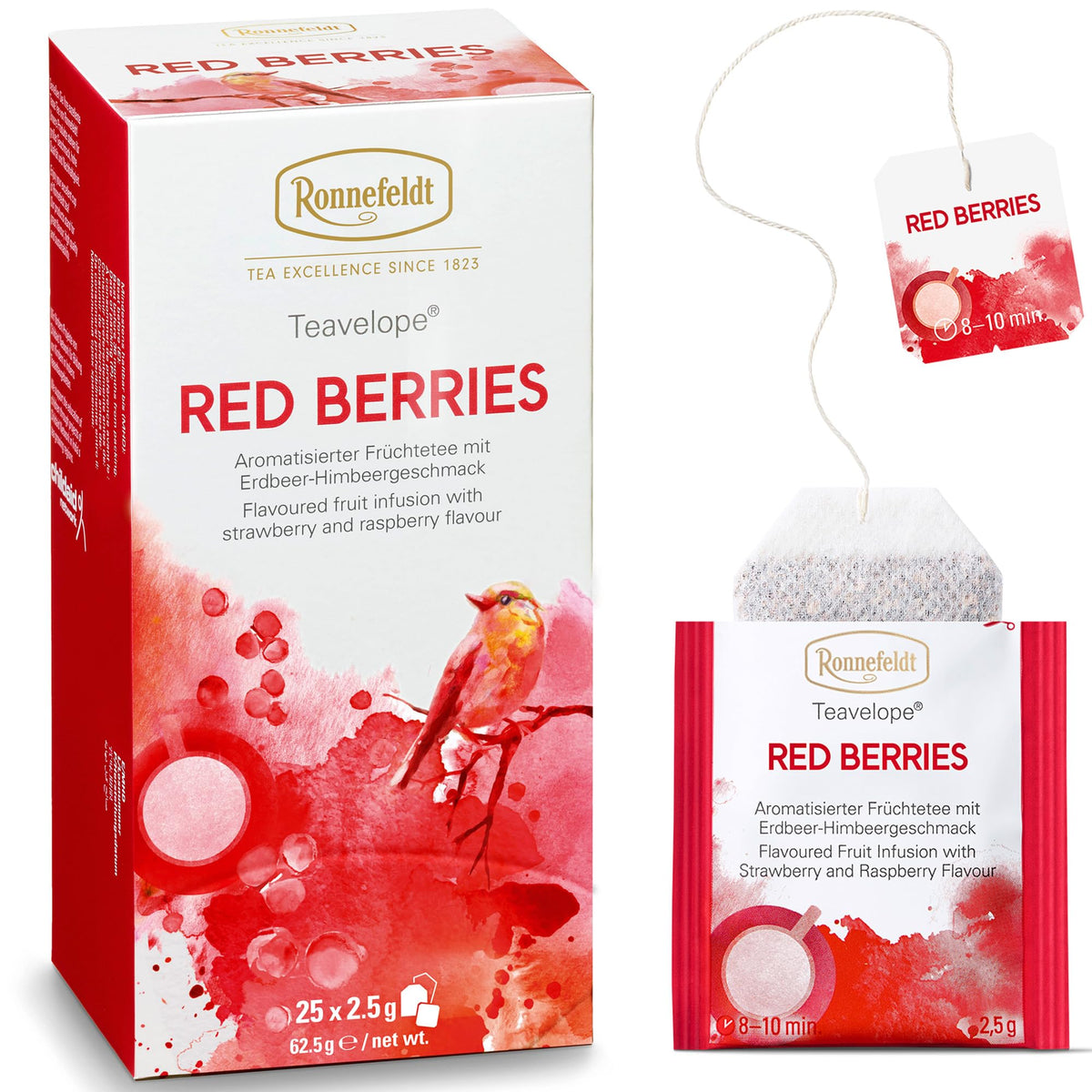Ronnefeldt Teavelope Red Berries Fruit Tea Bags, Caffeine Free, 25 Ct