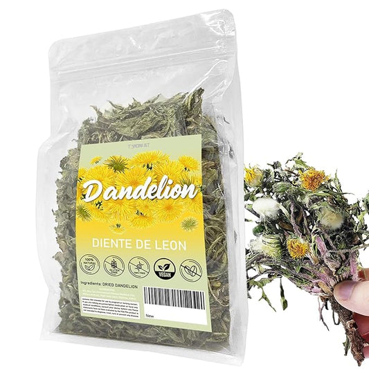 T'SMOMENT Diente de Leon (Whole Dandelion)- 4 oz Wild Dandelion Leaf and Root Loose Leaf Herbal Tea for Digestive Support & Detox – 100% Natural, Vegan, Non-GMO, Caffeine-Free
