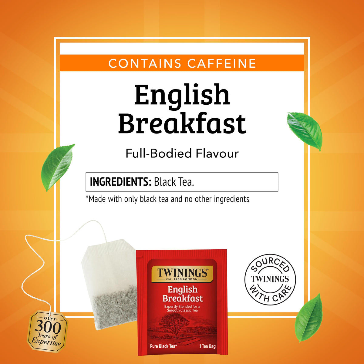 Twinings English Breakfast Black Tea Individually Wrapped Bags, 20 Count (Pack of 6), Flavourful, Robust, Caffeinated, Enjoy