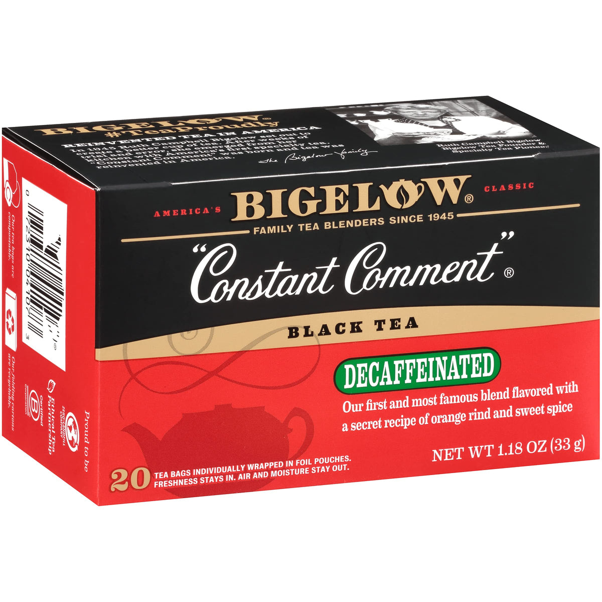 Bigelow Tea Decaffeinated Constant Comment Black Tea, 20 Count (Pack of 6)