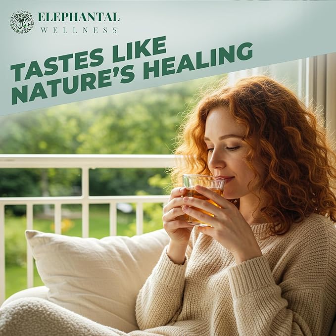 Elephantal Wellness Nerve Ease Herbal Tea, Calming Nervous System Support with Chamomile Tea, Passionflower, Lemon Balm Tea, Valerian & St