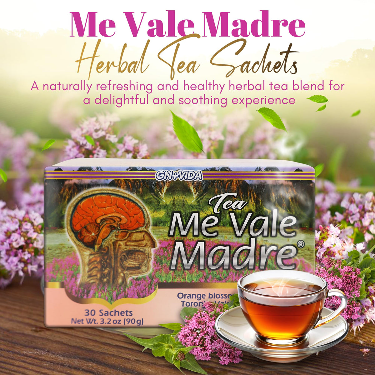 GN+Vida Me Vale Madre Natural Calming Tea: 100% Natural for Relaxation, Support Tranquility and Relief Herbal Tea. Te