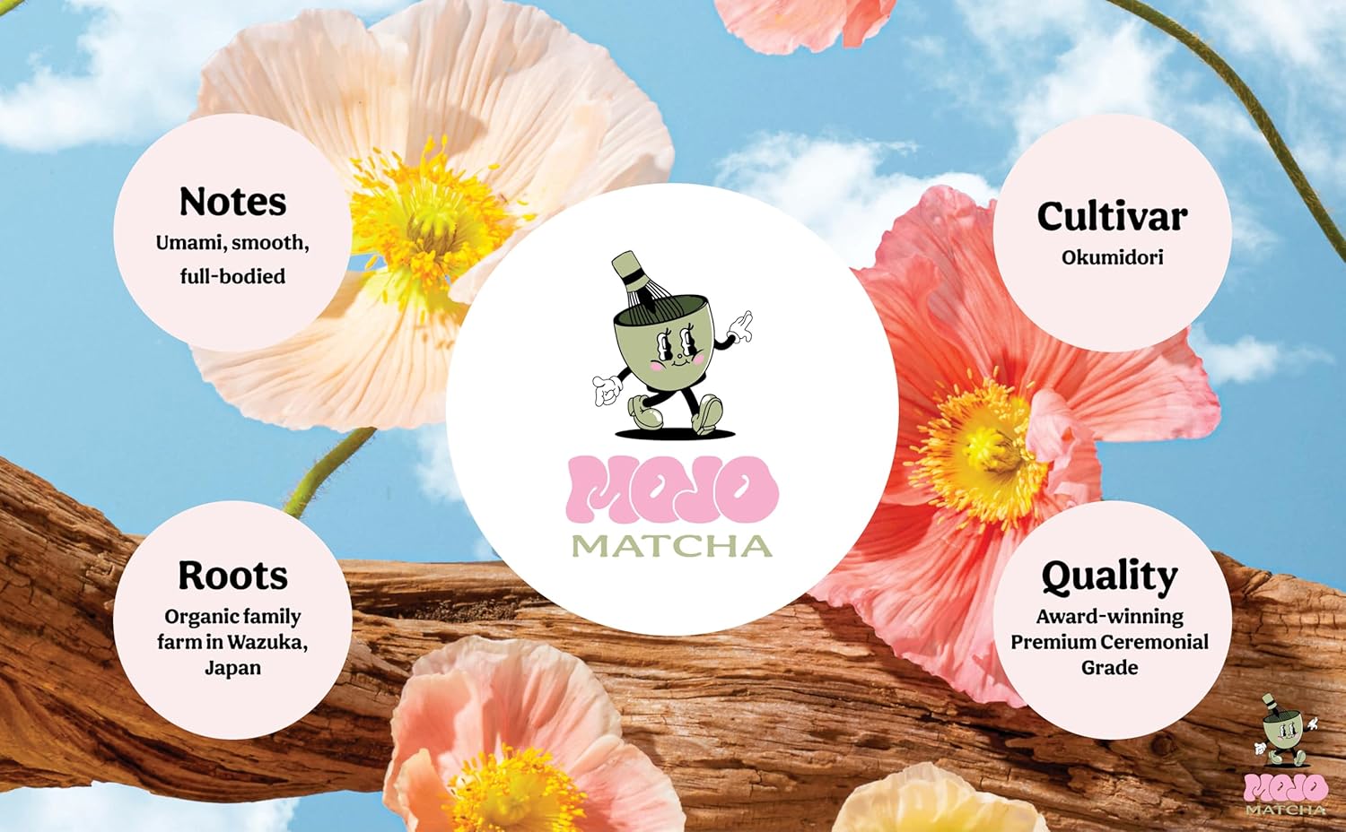 Mojo Matcha Ceremonial Grade Matcha Powder Organic Matcha Ceremonial Grade Japanese Matcha Tea Powder Organic - 1.06 oz (Okumidori)
