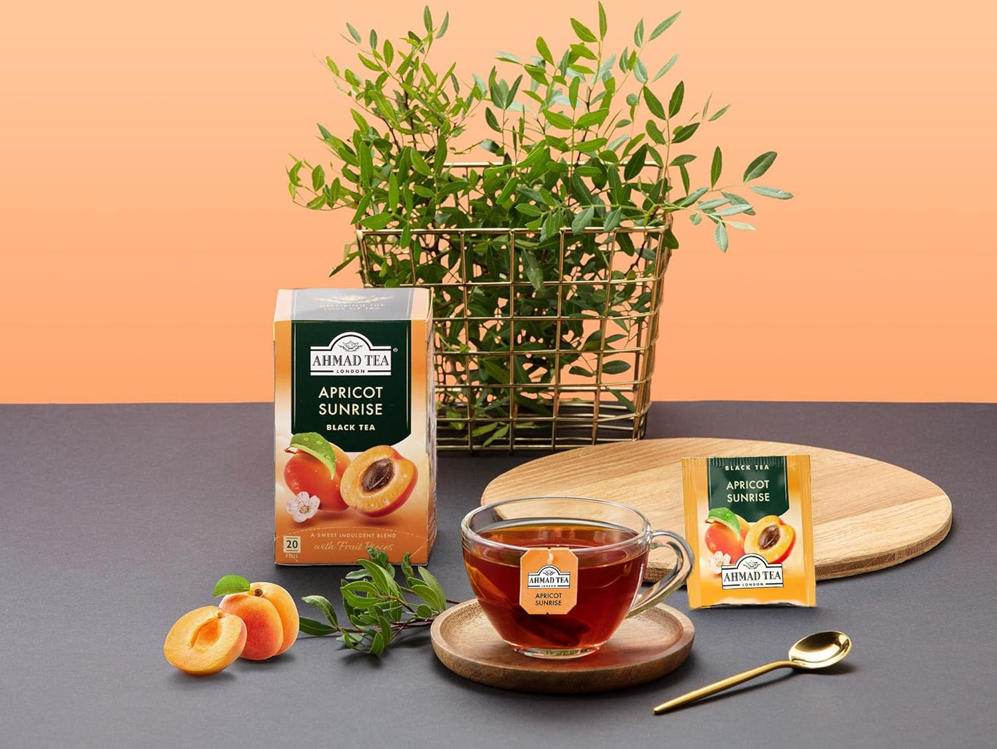 Ahmad Tea Apricot Sunrise Black Tea, 20 Count, Pack of 6