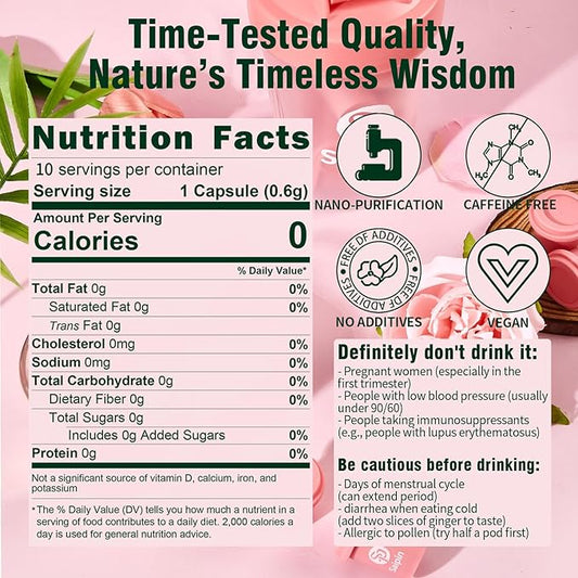 SAIPIN Ginseng Rose Tea – Instant Herbal Kidney Tea for Energy & Beauty | 10 Pack Organic Adaptogen Rose Ginseng for Women & Men | Caffeine-Free, Sugar-Free | Detox.