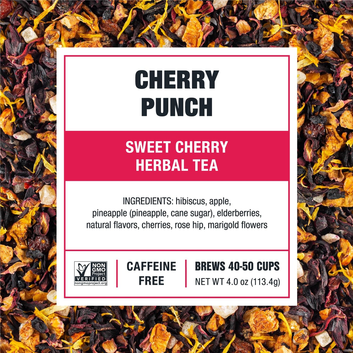 Tiesta Tea - Cherry Punch, Loose Leaf, Sweet Cherry Herbal Drink | Premium Blend, Non-Caffeinated Fruit Tea, Makes Hot or Iced &amp; Up to 50 Cups, 4oz Refillable Tin