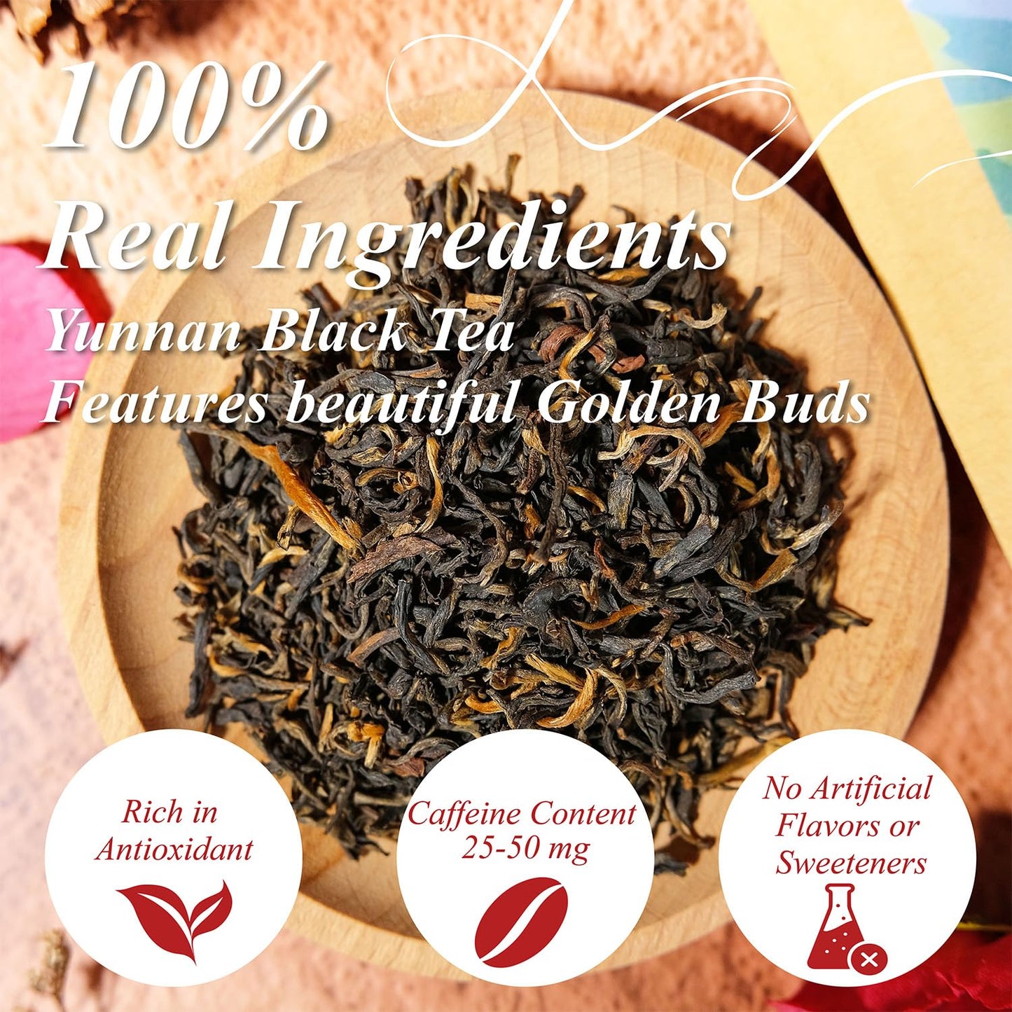 WT WEETEE Yunnan Black Tea Loose Leaf 228g, 110+ Servings Chinese Dianhong Loose Tea, Honey Aroma, Full Bodied, Mellow & Smooth, Energizing & Caffeinated