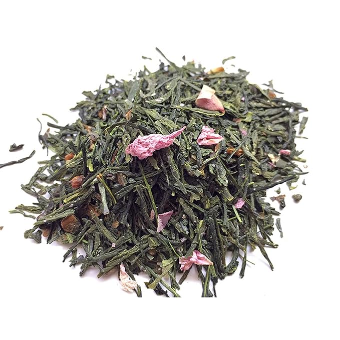 Chasandai Sakura Sencha Loose Leaf Tea, Organic Japanese Green Tea, Made in Japan, 30g - Cherry Blossom Leaf Sencha, No Artificial Flavorings or Colorings, With Sakura Petals