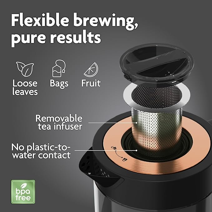 Vianté Electric Kettle With Infuser For Loose Leaf. Hot Tea Maker With Temperature Control And Automatic Shut Off. Tea Kettle With Brewing Programs