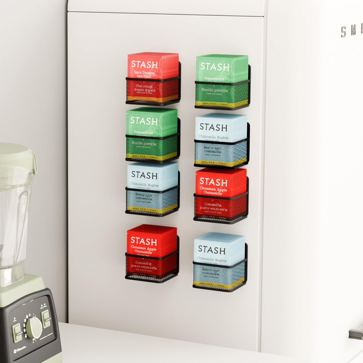 ihomecooker Magnetic 8 Pack Tea Bag Organizer, Metal Tea Bag Holder Coffee Packets organizers for Refrigerator Fridge For