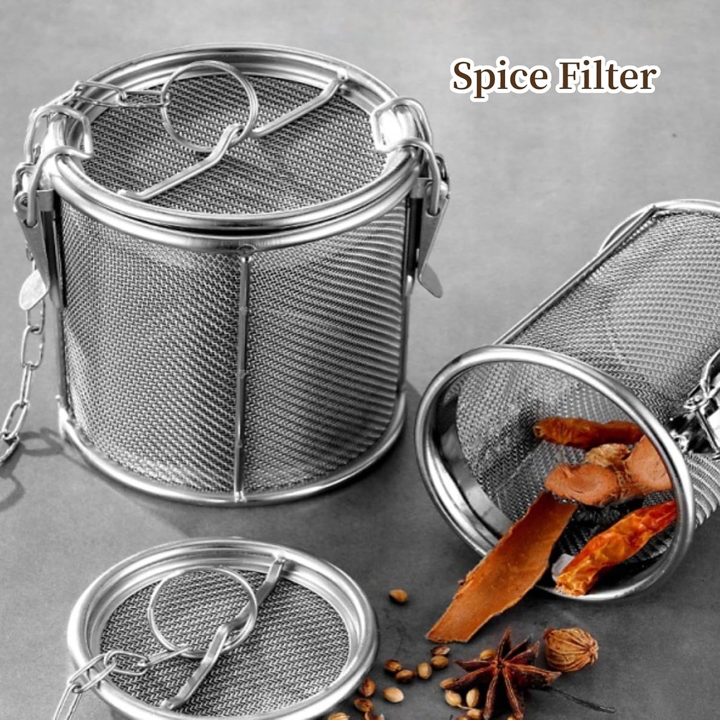 Tea Strainers for Loose Tea, Stainless Steel Seasoning Strainer | 8x10cm, Tea Infuser with Chain, Soup Seasonings Separation Basket Filter Tea Steeper for Brew Tea
