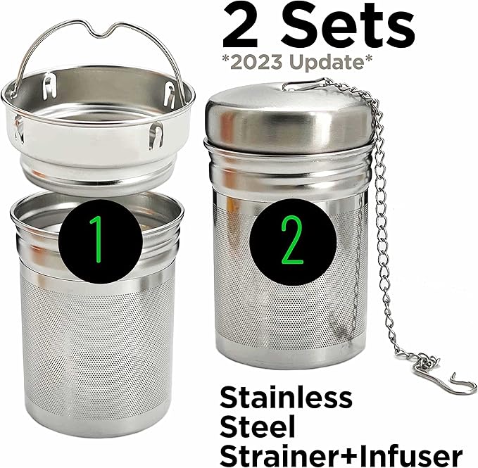 18oz Insulated Bamboo Tea Infuser Bottle for Loose Leaf Tea - Extra Fine Mesh Tea Steeper Basket Infuser with Chain Hook for Teapot Mug Cup Tumbler