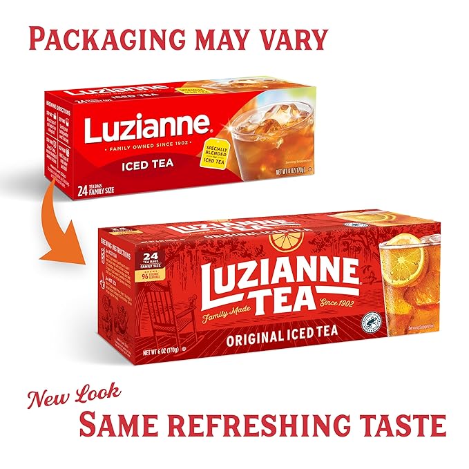 Luzianne Unsweetened Iced Tea Bags, Family Size, 24ct Box (Pack of 6)