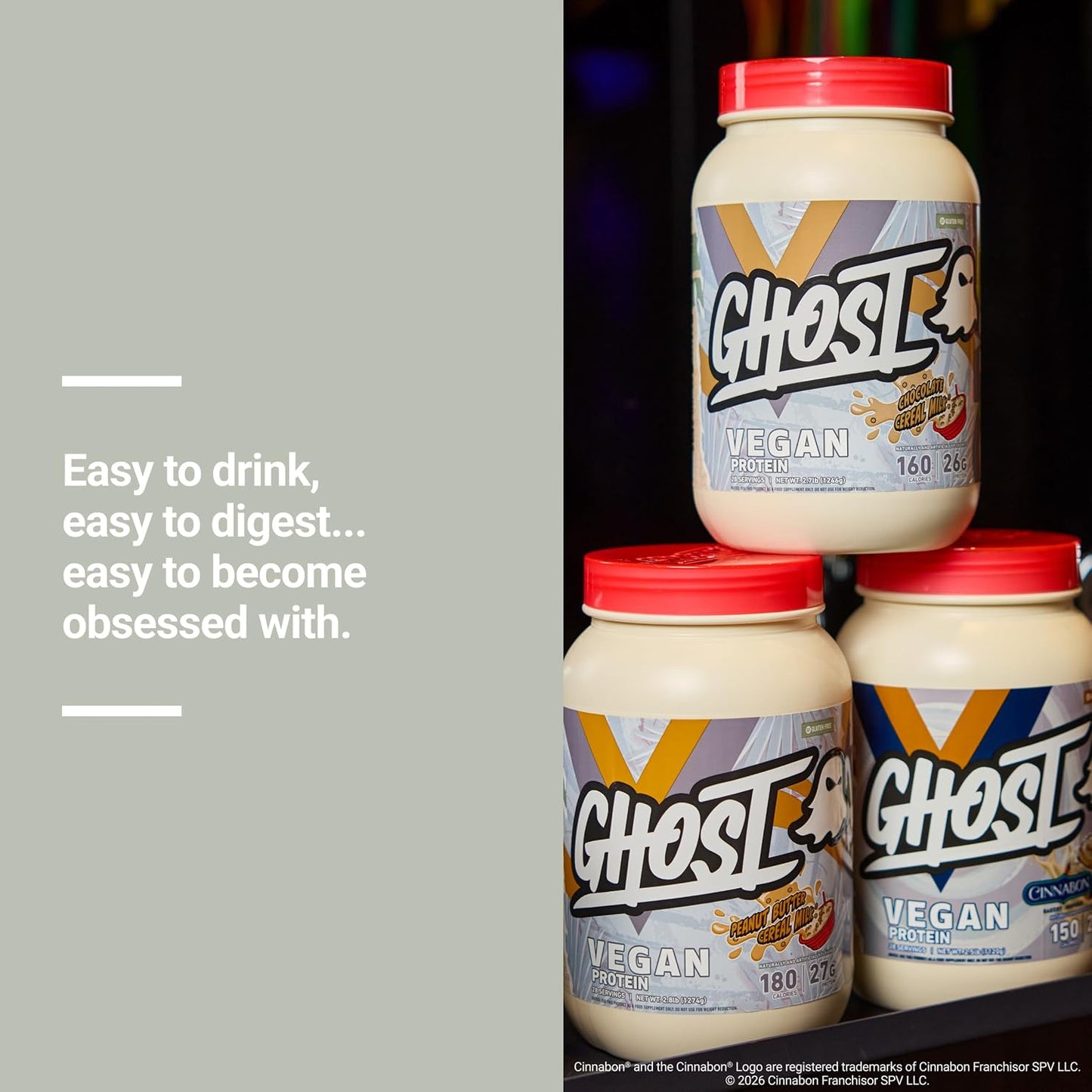 GHOST Vegan Protein Powder, Chocolate Cereal Milk - 26G Protein