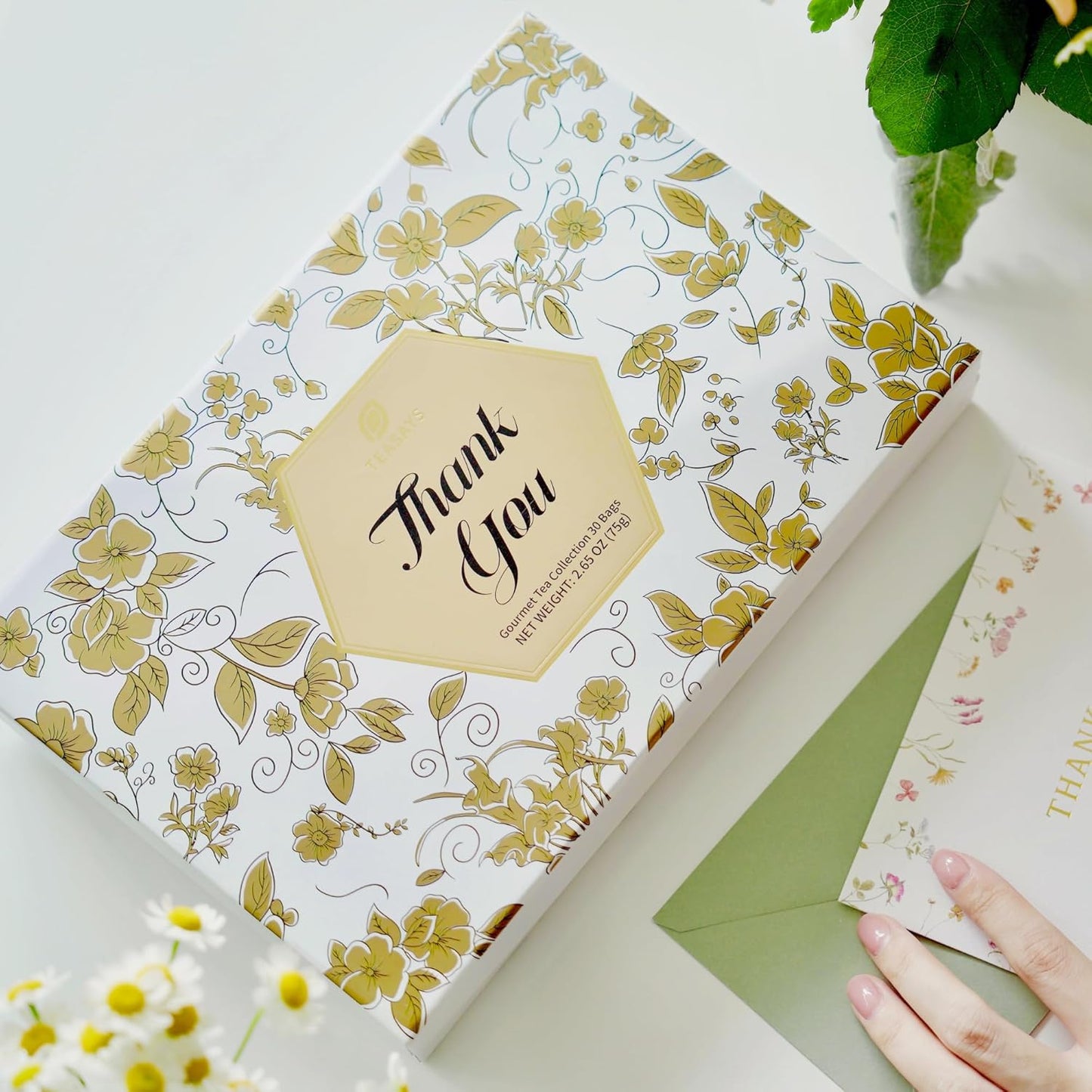 Thank You Gift Tea Set by TEASAYS, 30 Premium Whole Leaf Tea Bags with Appreciation Messages, Holiday Gift for Friends, Supervisors, Mentors, Coworkers, Nurses, Teams, Clients, Coaches