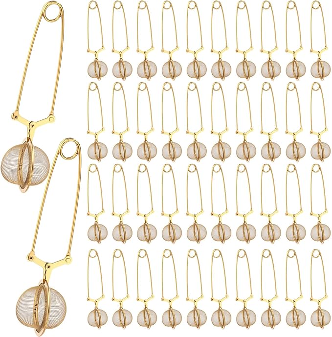 Yinder 40 Pcs Loose Leaf Tea Infuser Stainless Steel Mesh Snap Tea Ball Strainers with Handle Metal 