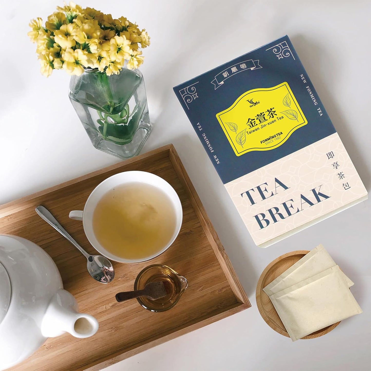Fonming Tea Jin Xuan Tea Bag - Premium Milk Oolong Tea/Jin Xuan/Jinxuan Oolong Tea/Taiwan Milky Oolong Tea/High Mountain Tea/12 Individually Wrapped Tea Bags/lower caffeine