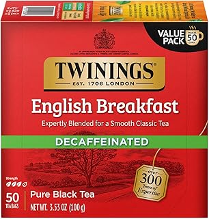 Twinings English Breakfast Tea, Decaffeinated Black Tea - Lively and Refreshing Decaf Tea Bags Individually Wrapped, 50 Count