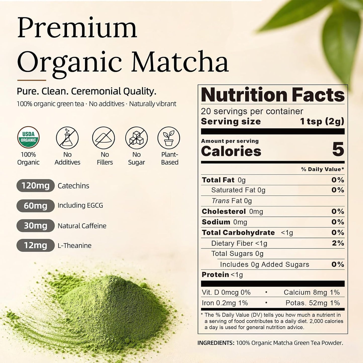 35°N MATCHA Organic Ceremonial Matcha Green Tea Powder, 1.4 oz (40g) | First-harvest, Shade-grown and Stone-milled for a Fine Texture, Balanced Flavor and Smooth Whisking in Lattes or Usucha