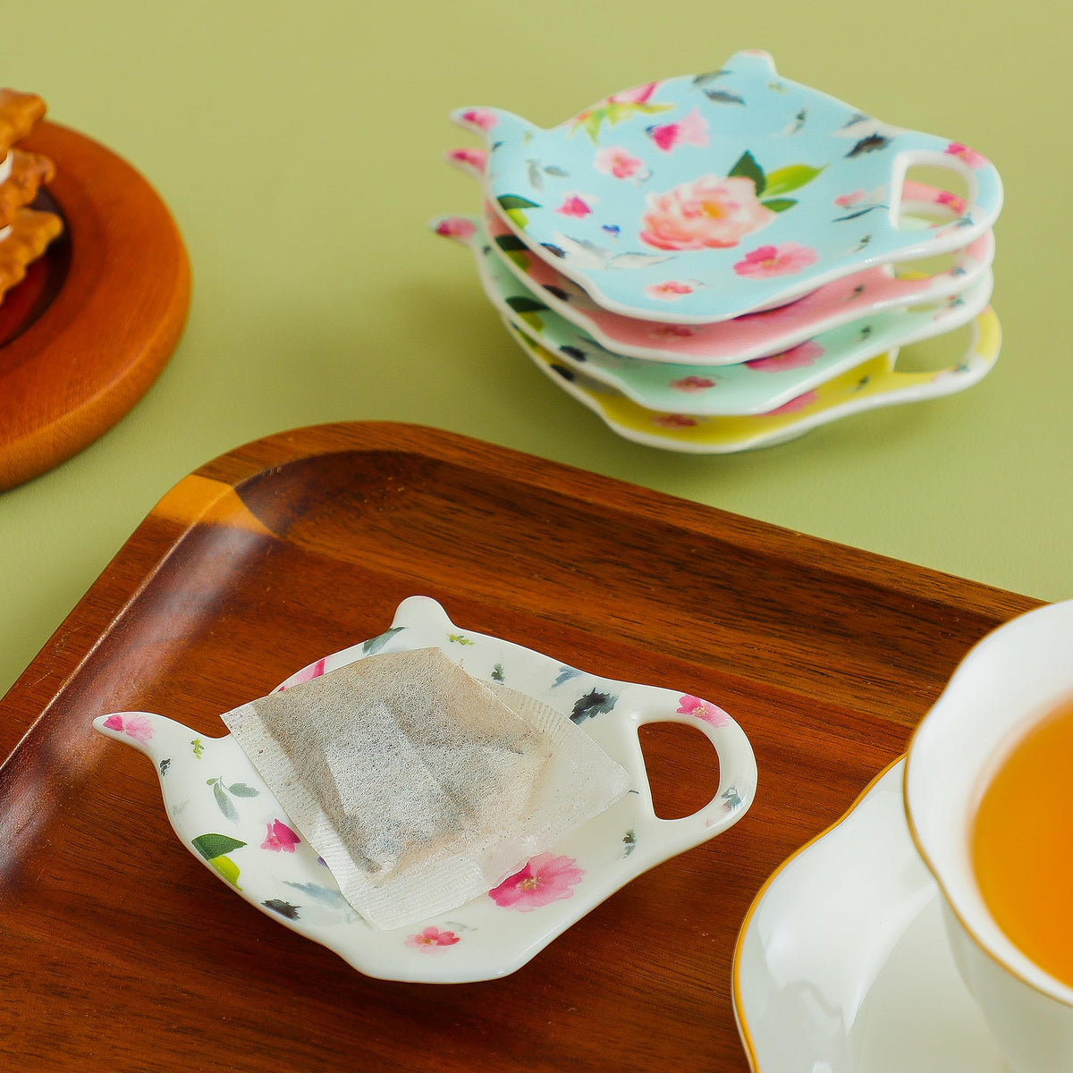 PRECITIME Tea Bag Coasters Set of 5, Floral Holder, Tea Party Gift
