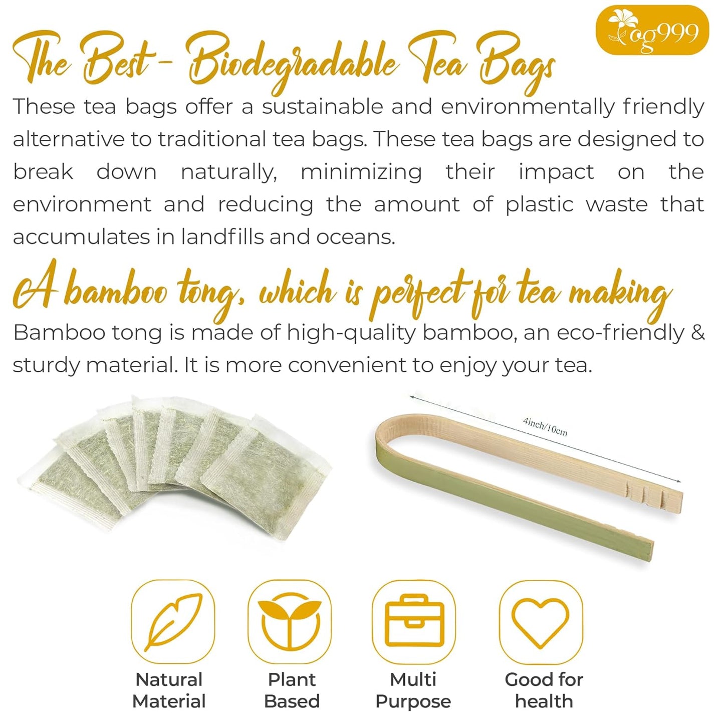 TOG999, 60 Bags Premium Turmeric Ginger Cinnamon Tea, Improve Digestion, Support Brain, Weight, Skin and Sleep, Eco-Conscious Tea Bags and Premium Natural Ingredients. Turmeric Ginger Herbal Tea. No Sugar, No Caffeine, No Gluten, Vegan.