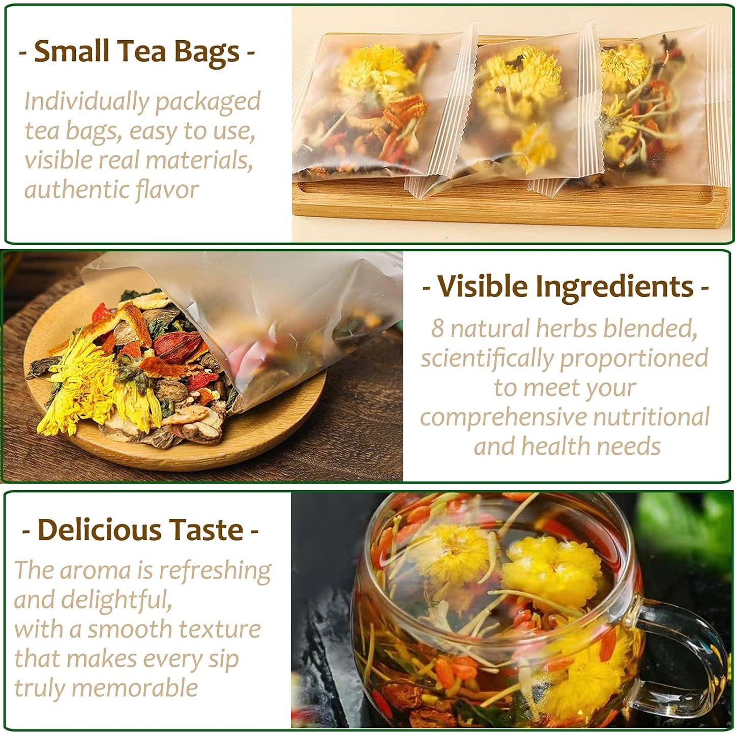 Dandelion Wolfberry Tea, 8 Natural Herbal Ingredients, Dandelion Teabag Organic, Natural Chinese Wolfberry Tea Bags, Chrysanthemunn Cassia Seed (1 Bag 12 Pcs)