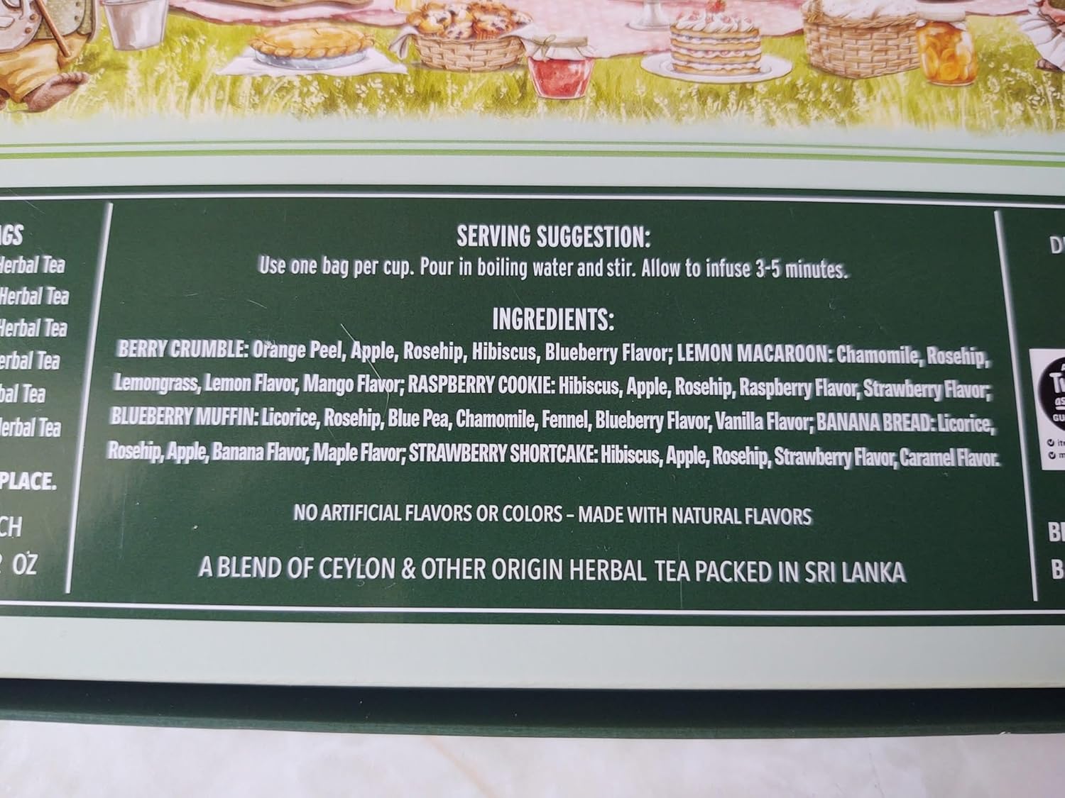limited edition Tea Party Collection by tea co benner, 24 tea bags of caffeine free herbal tea