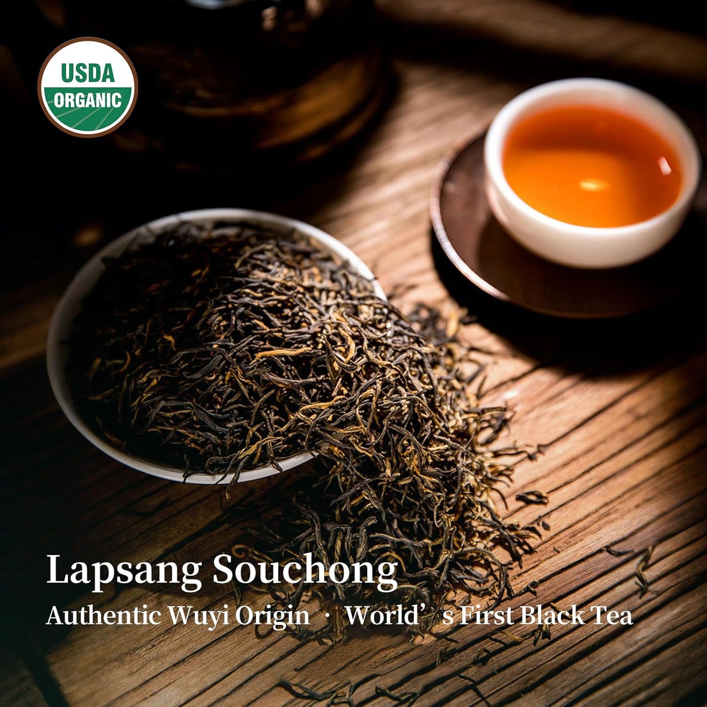ZenVerdant USDA Organic Lapsang Souchong Black Tea 8oz, World’s Original Black Tea, Natural Smoky & Sweet Longan Flavor, Loose Leaf in Resealable Bag
