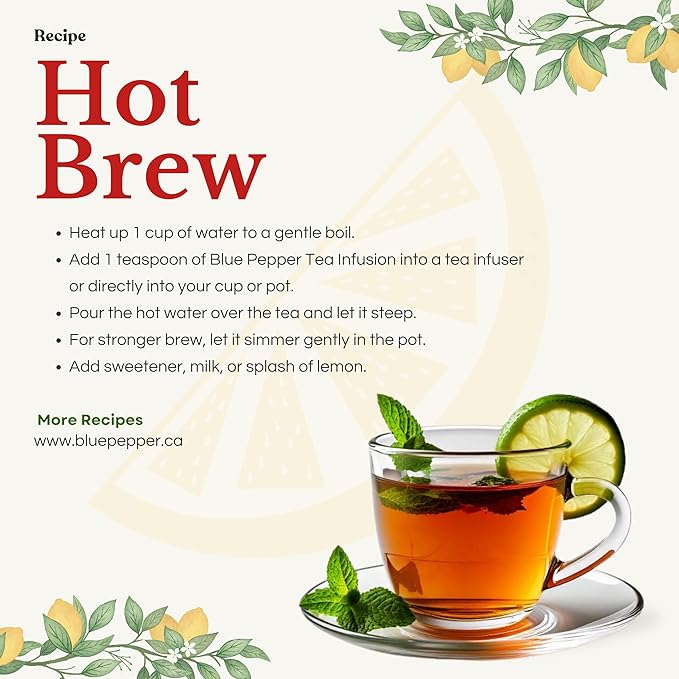 Blue Pepper Ginger Kick Tea Infusion Blend - Premium Ginger Kick Tea - All-Natural Ingredients, No Artificial Flavors - No Added Sugar - Caffeine Free