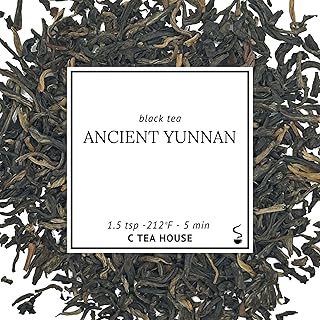 C Tea House Ancient Yunnan Black Tea Loose Leaf Tea – Bold, Smooth & Earthy Flavor – Single Origin Yunnan Tea – 3oz Resealable Pouch (Makes ~50 Cups)
