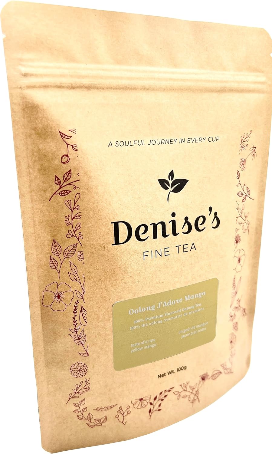 Denise's Fine Tea, Premium, Oolong J'adore Mango, Flavored Oolong Tea, Loose Leaf (100g)