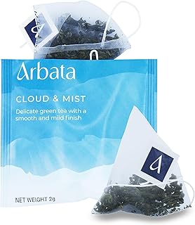 Arbata Cloud & Mist Tea, 12 Pyramid Tea Bags, Artisinal Lightly Caffeinated Green Tea, Naturally Flavored Premium Chinese Green Tea Bags, Bulk Yun Wu Tea