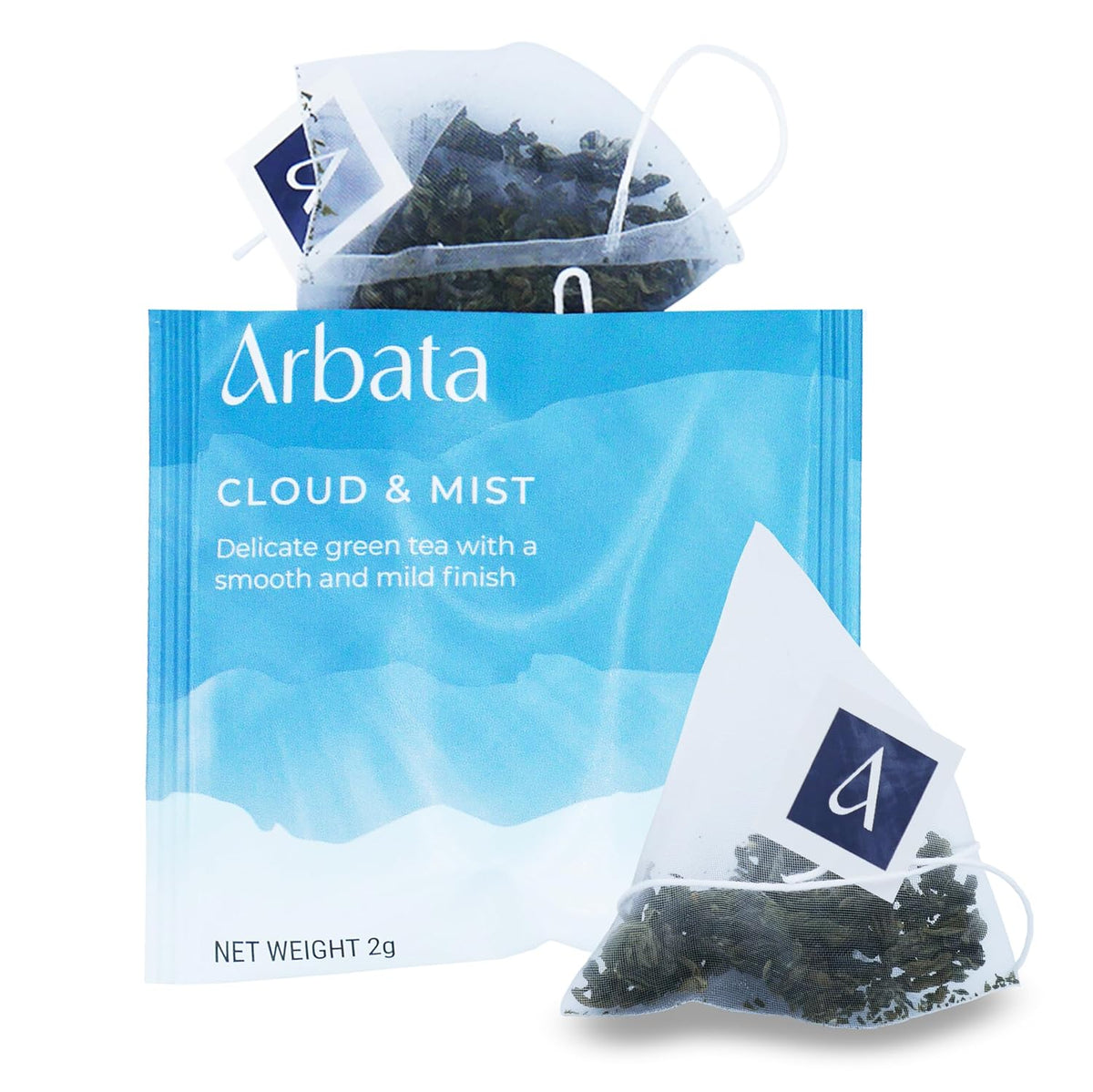 Arbata Cloud & Mist Tea, 12 Pyramid Tea Bags, Artisinal Lightly Caffeinated Green Tea, Naturally Flavored Premium Chinese Green Tea Bags