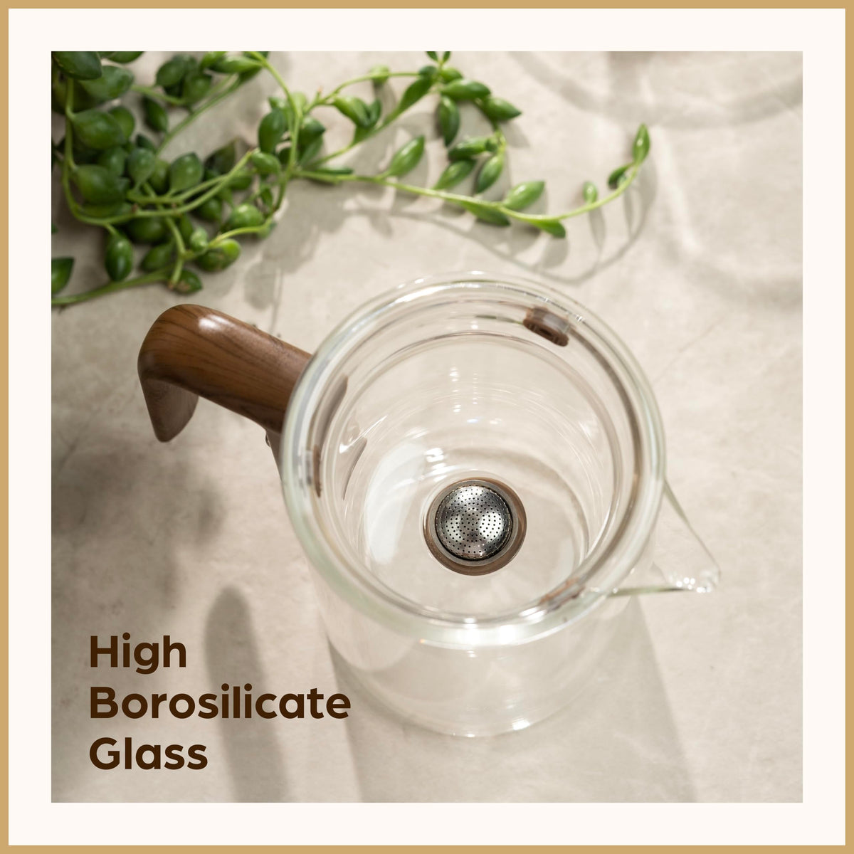 WOLTBLOOM Enchanti Glass Teapot with Infuser - Loose Leaf Tea Pot - 27 oz