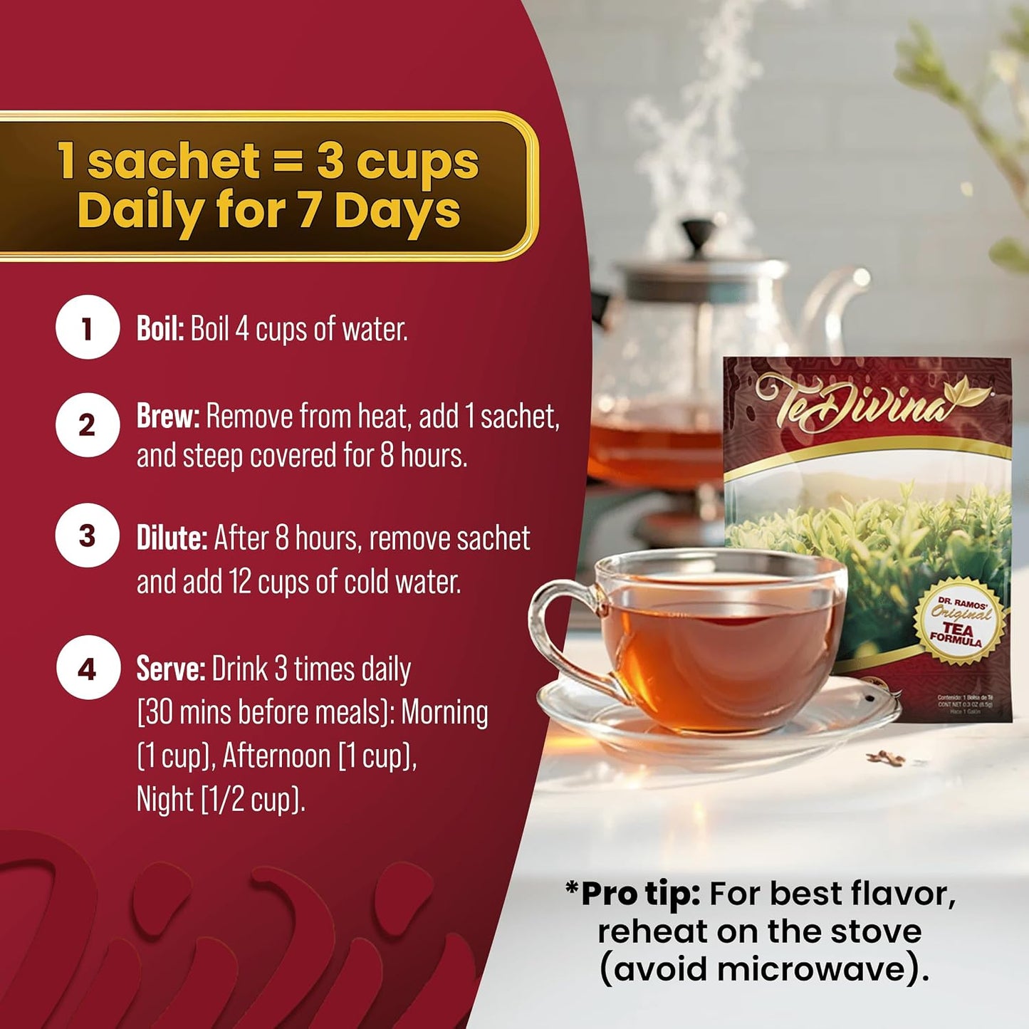 Te Divina Original Organic 50MG 1 Tea Bag .03oz