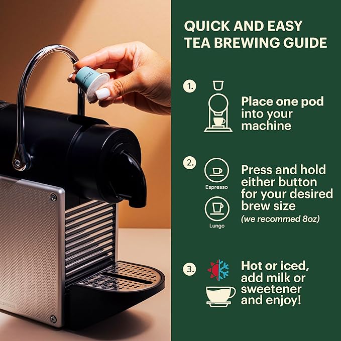 G GRANA Tea Pods, Compatible with Nespresso OriginalLine, 15 Count, Variety Pack of Green Tea, Black Tea, Green Ginger Lemon, Peppermint, and Hibiscus Teas, USDA Organic, Single Serve Capsules