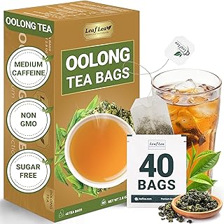 LeafLea 40 Oolong Tea Bags, 100% Oolong Tea Leaves, Smooth Warm Aroma with Light Toasted Notes, Te Oolong for Daily Wellness Focus, Natural Caffeine, Sugar-Free, Individually Wrapped Freshness