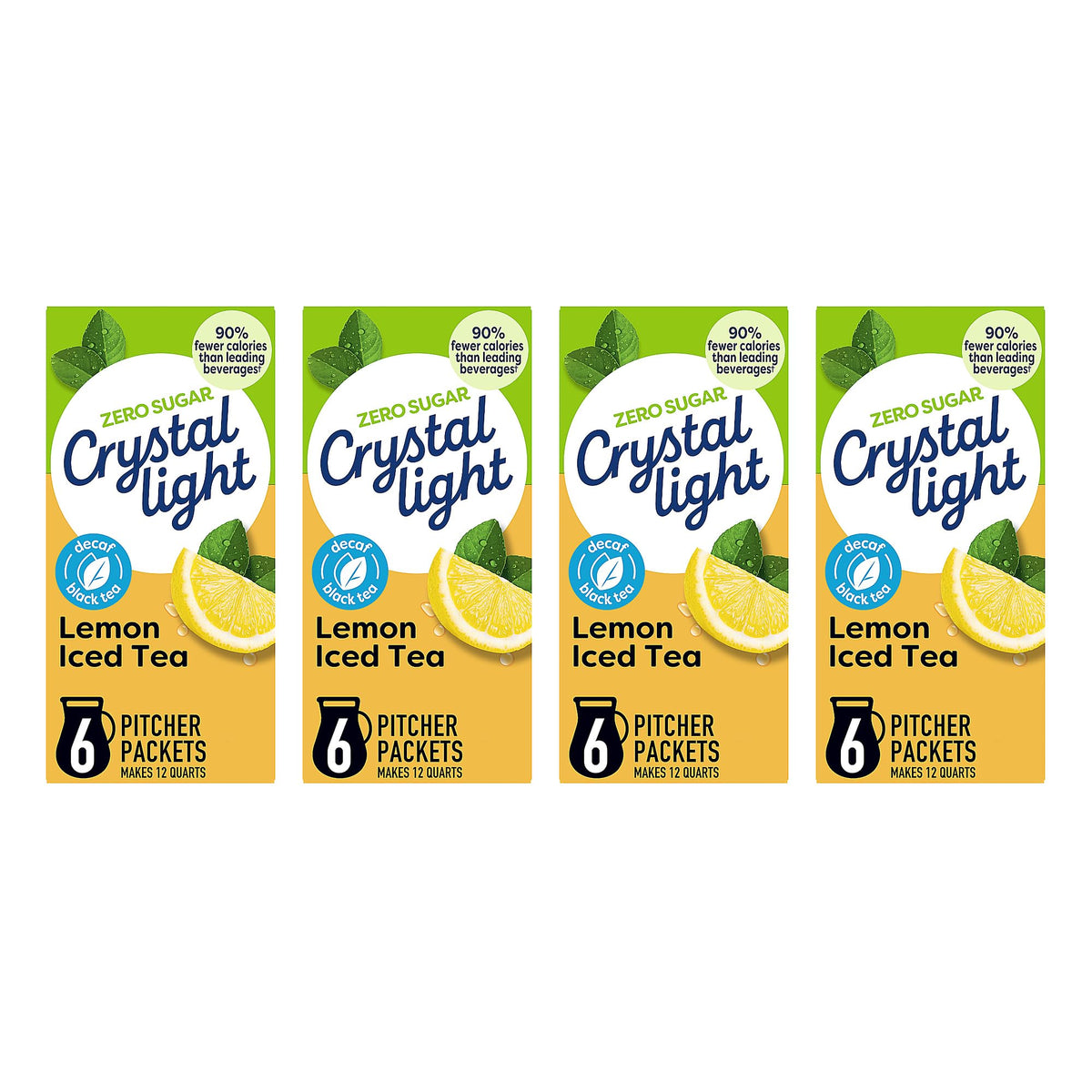 Crystal Light Decaf Iced Tea Drink Mix, Natural Lemon Flavor (12-Quart), 1.5-Ounce Packages (Pack of 4)