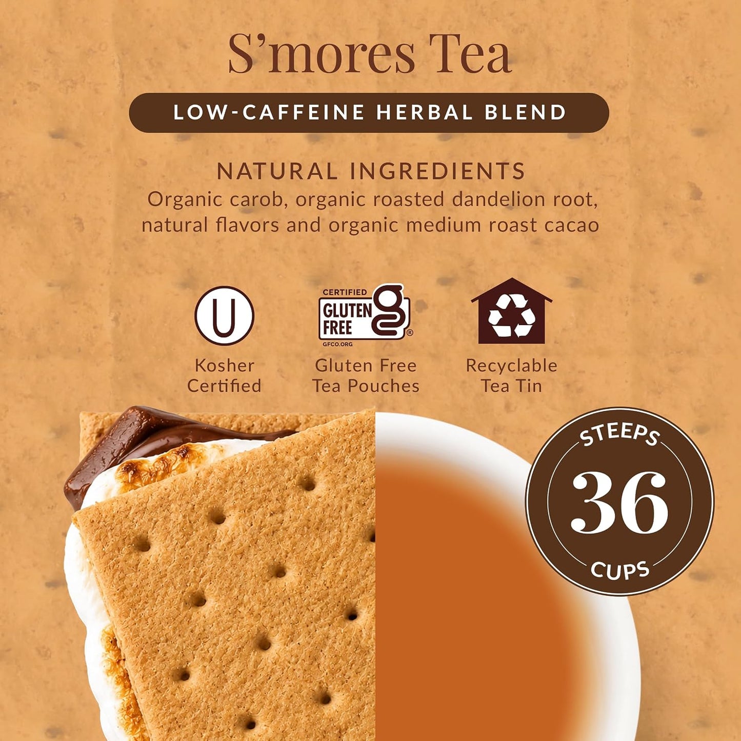 The Republic of Tea S’mores Herbal Tea, Low-Caffeine, 36 Ct
