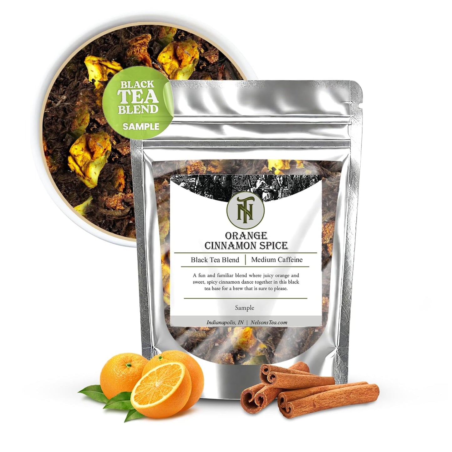Nelson's Tea Orange Cinnamon Spice Chai Loose Leaf Tea, Sample 0.5 oz | Black Tea Samples Parentage